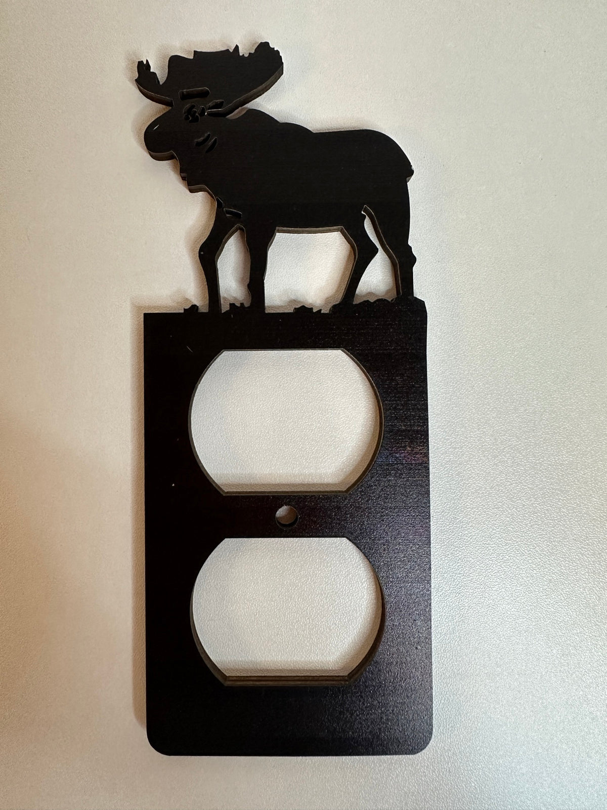 Moose duplex outlet cover - black with moose silhouette