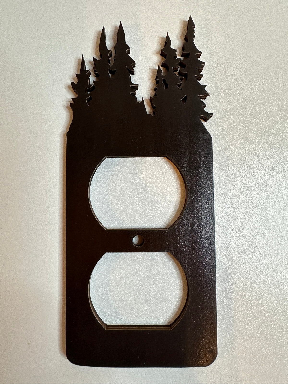 Forest duplex outlet cover - black with pine tree silhouettes