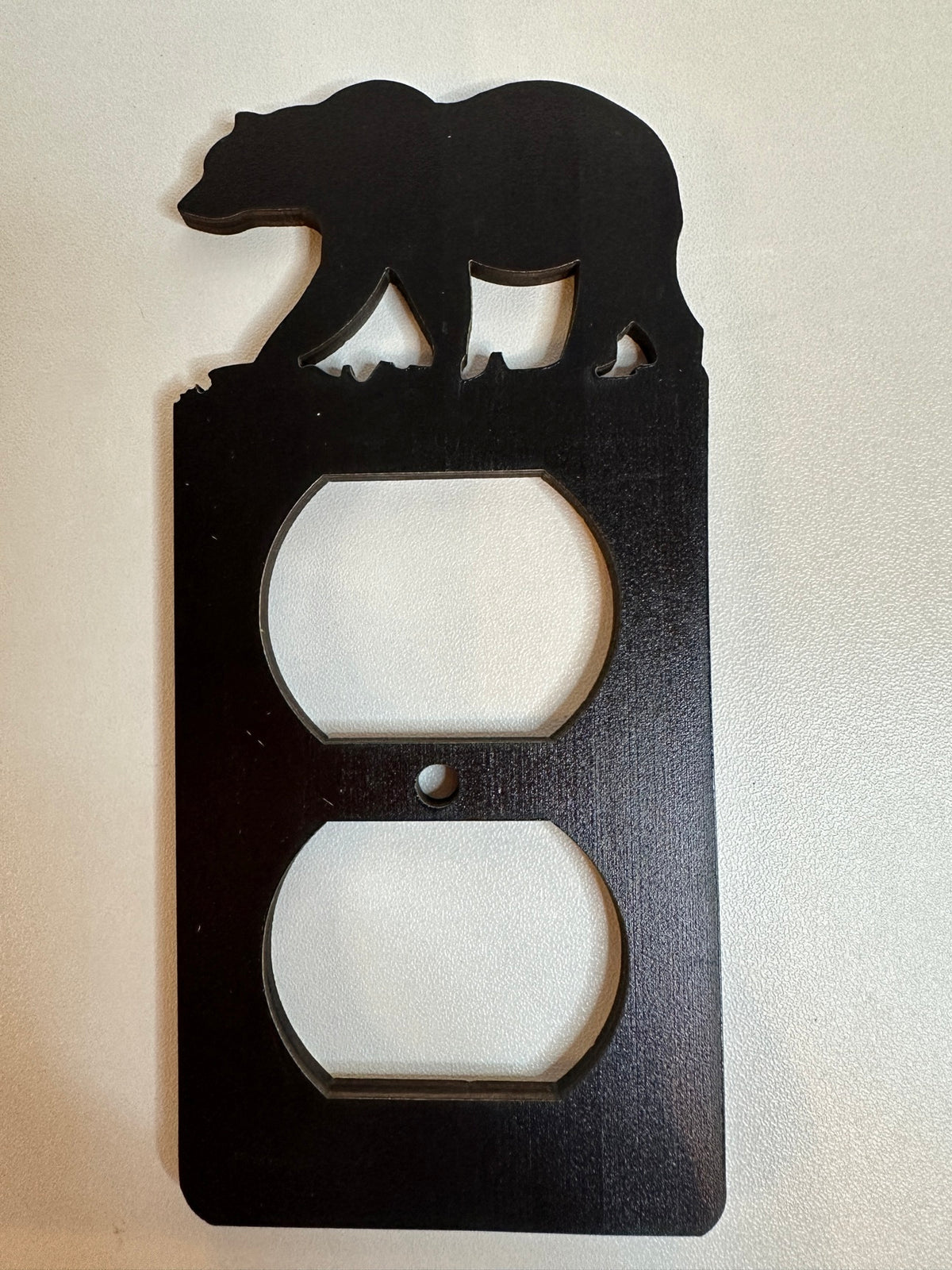 Bear duplex outlet cover - black with bear silhouette