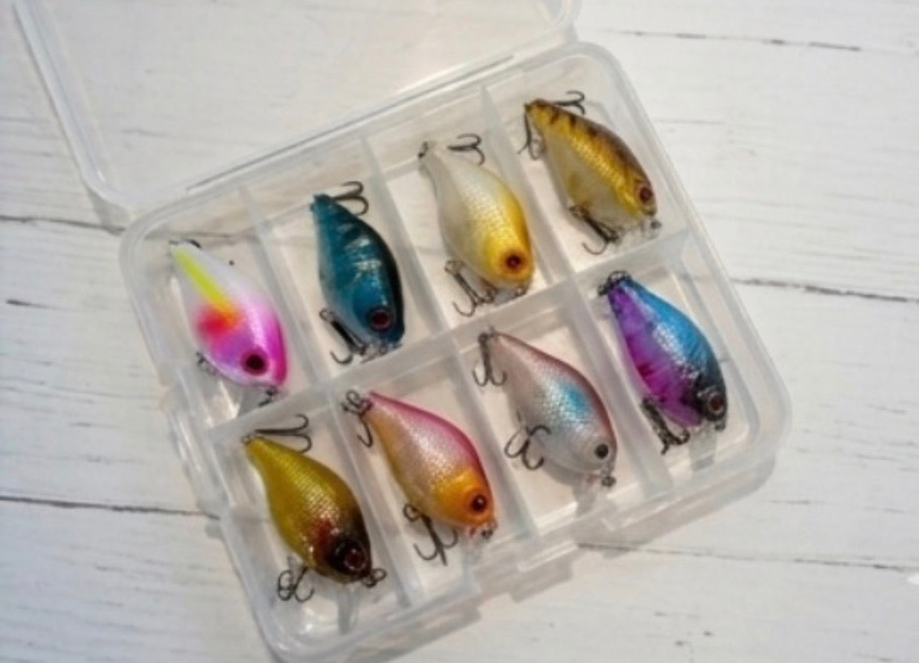 8pc Ultralight Crankbait Kit Fishing Lures Bass Trout Panfish Tackle Box Set