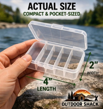 2 Pack Small Fishing Tackle Box Clear Organizer 5 Compartment Hook Jig Storage
