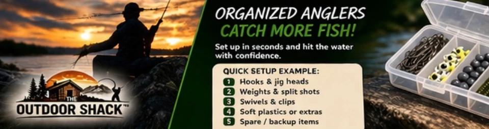 2 Pack Small Fishing Tackle Box Clear Organizer 5 Compartment Hook Jig Storage