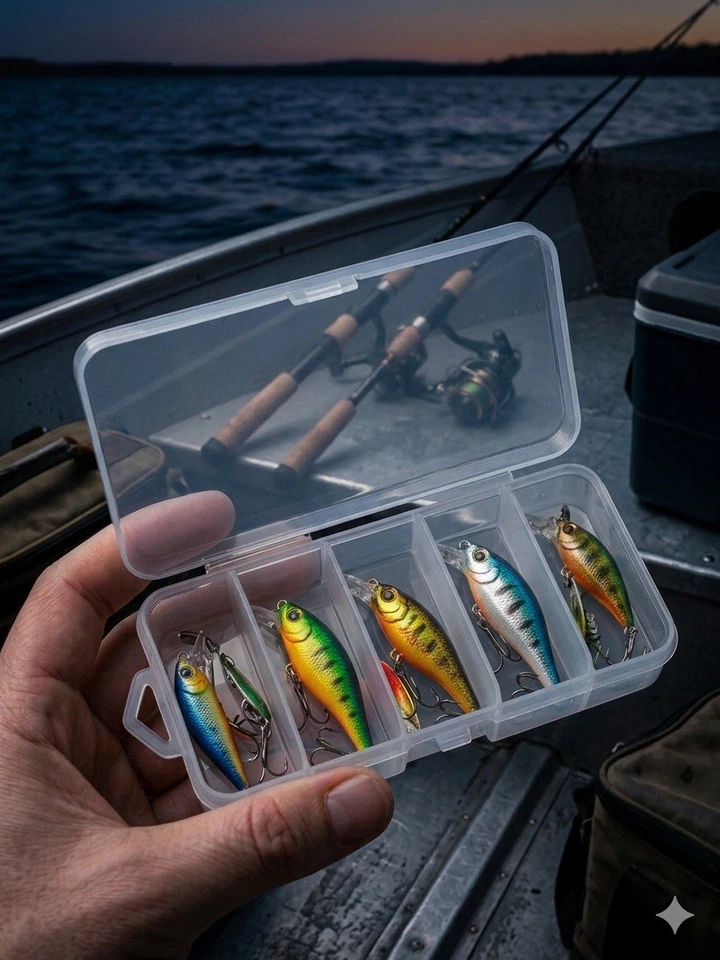5 Compartment Small Clear Organizer Box Fishing Tackle | Craft | Bead Storage