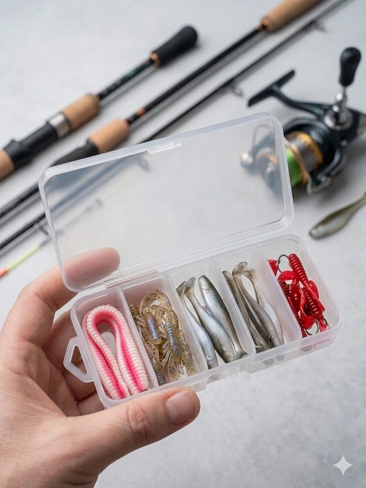 5 Compartment Small Clear Organizer Box Fishing Tackle | Craft | Bead Storage