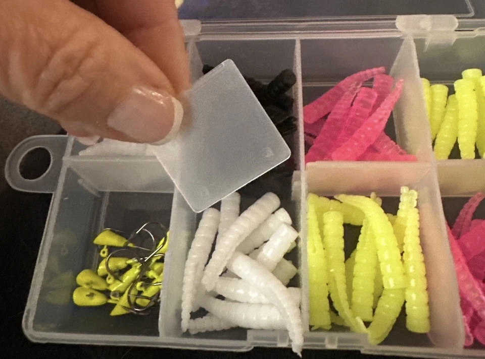 Trout Magnet Kit 81pc Mini Fishing Kit w/ 8 Compartment Box | Jigs & Worms