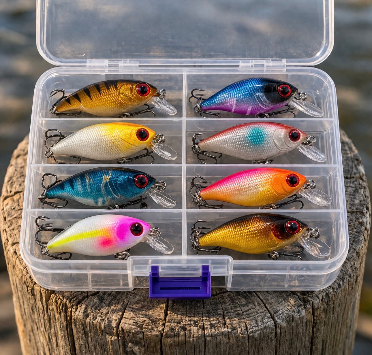 8pc Ultralight Crankbait Kit Fishing Lures Bass Trout Panfish Tackle Box Set