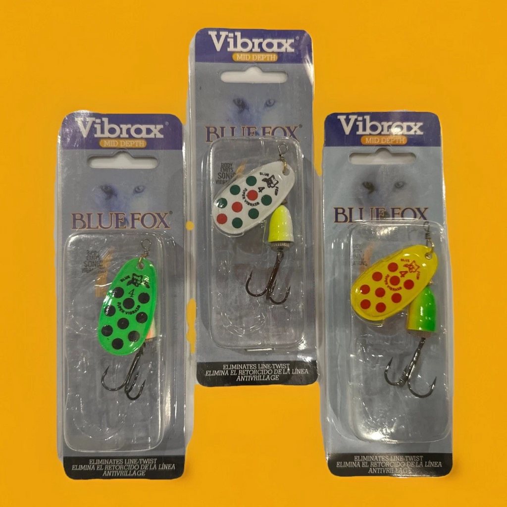 Blue Fox Vibrax Spinner 3 Pack Size 4 Mid Depth “Confidence Pack” Trout / Bass