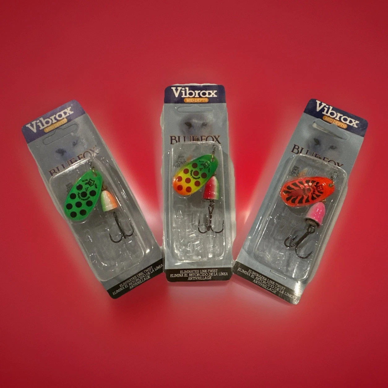 Blue Fox Vibrax Spinner 3 Pack-  Size 4 “High Visibility” Pack Fire Tiger/Orange