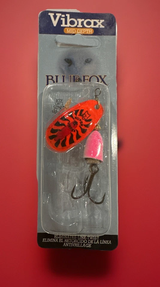 Blue Fox Vibrax Spinner 3 Pack-  Size 4 “High Visibility” Pack Fire Tiger/Orange