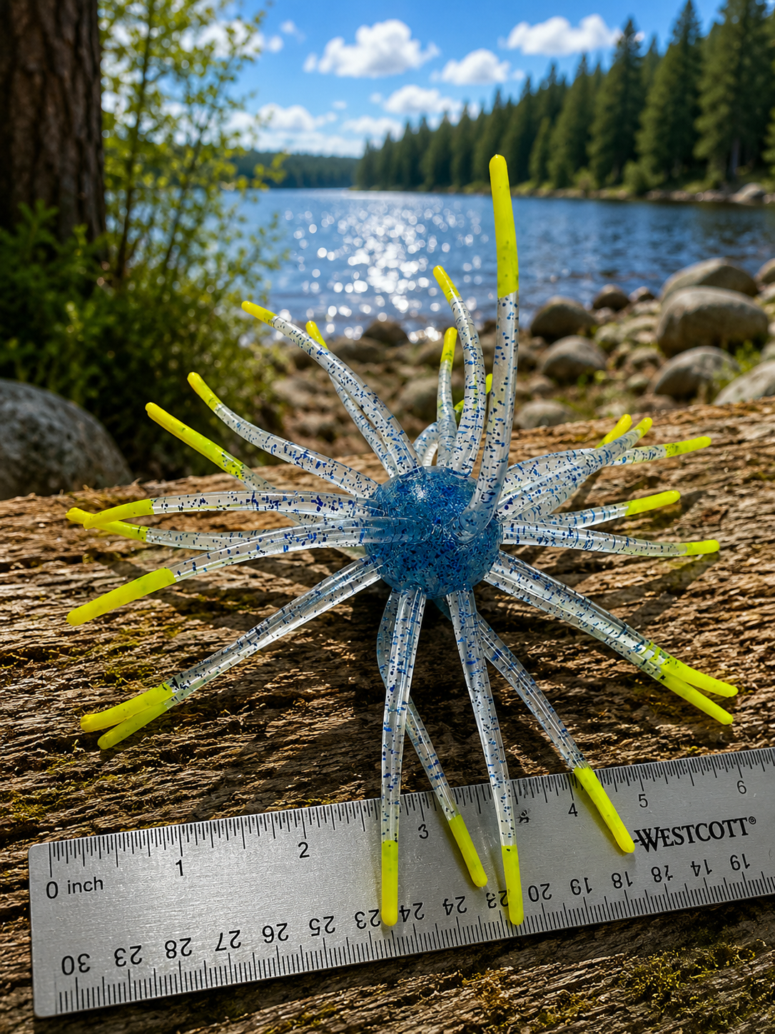 25mm TPE Urchin Style Soft Bait Ocean Chartreuse Tips Bass Saltwater Lure