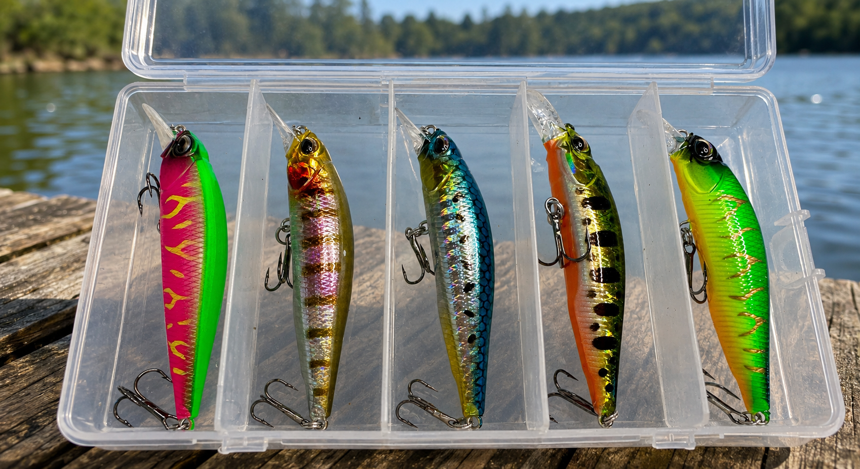 5pc Minnow Crankbait Fishing Lure Kit 3" Jerkbait Bass Trout Walleye Pike Set