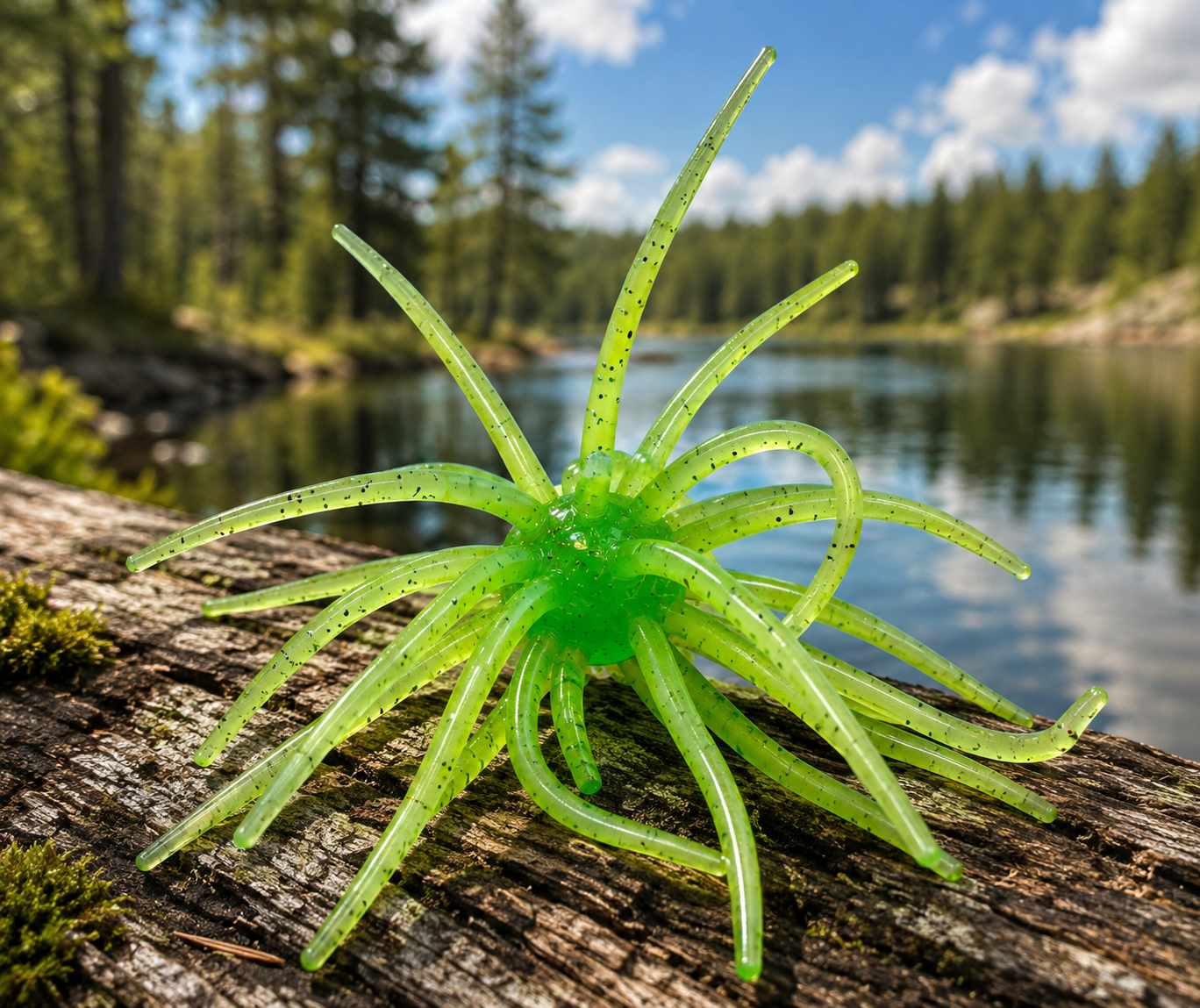 XL Urchin Soft Fishing Lure 12mm Lime Green Creature Bait Bass Pike Musky