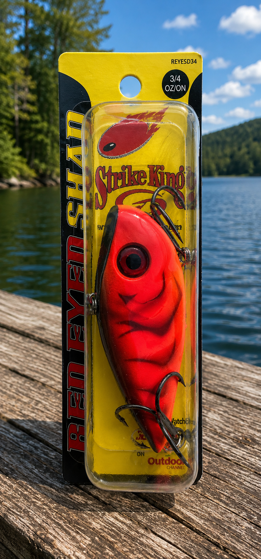 Strike King Red Eyed Shad 3/4 oz Lipless Crankbait Fire Craw Bass Lure NEW