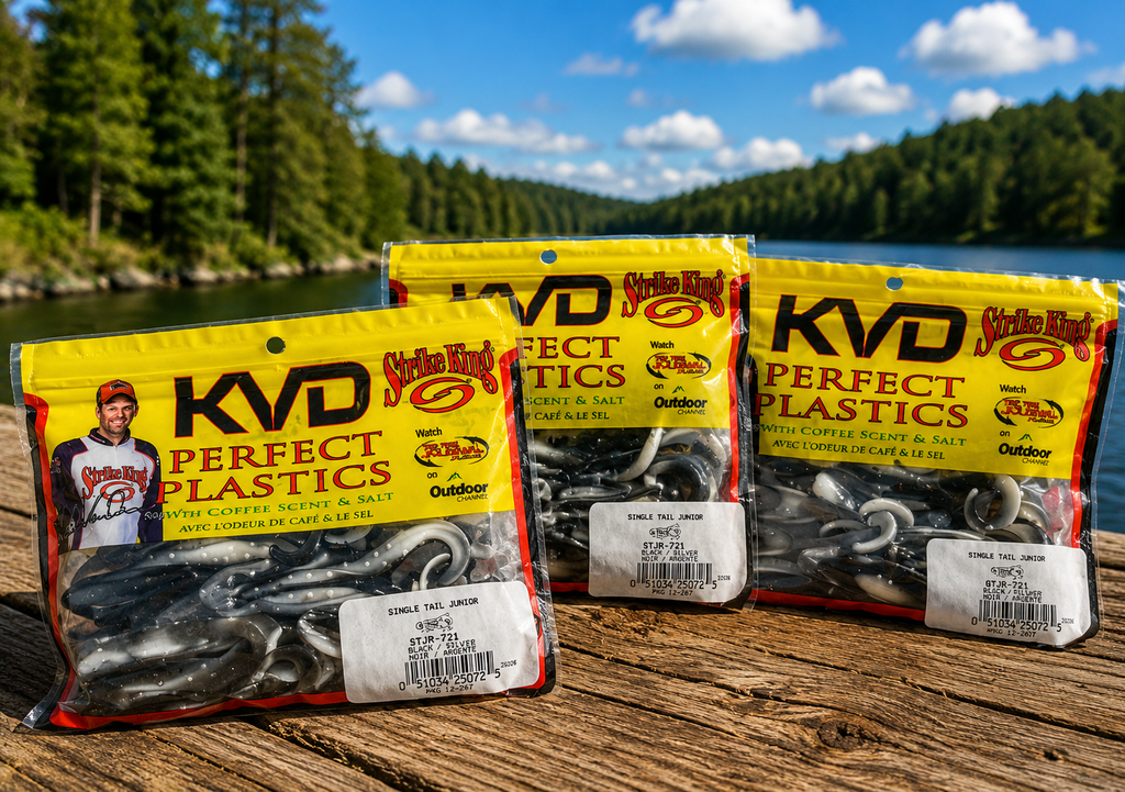 Strike King KVD Perfect Plastics Gurgle Toad Junior 3.25" Black White Swirl 7pk