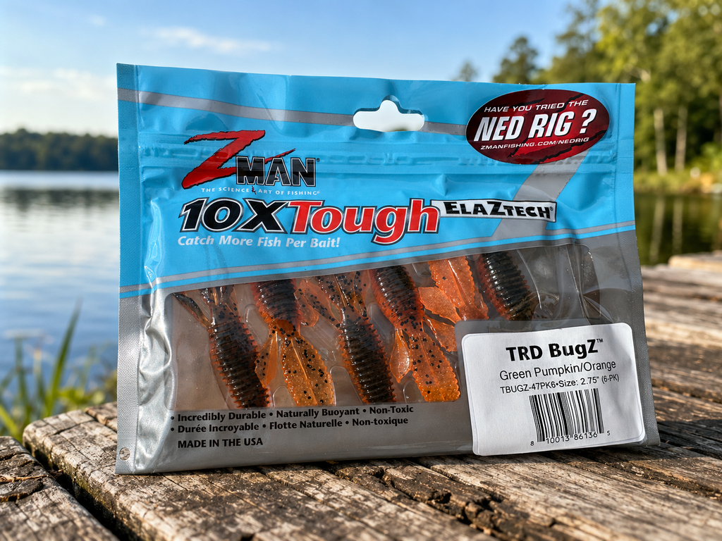 Z-Man TRD BugZ 2.75" Green Pumpkin Orange 6 Pack ElaZtech Ned Rig Soft Baits