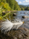 White Woolly Bugger Hand-Tied Fly Jigs Size 8 | 5 Pack Beadhead Streamer Flies