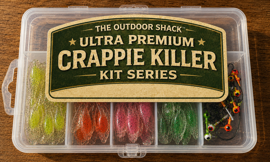 The Outdoor Shack’s 36 Piece Crappie Killer Glow Grub Kit w/ Tackle Box