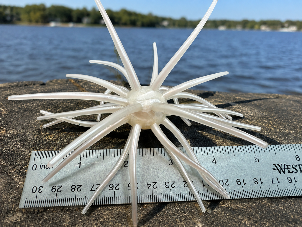 25mm TPE Urchin Style Floating Soft Bait White Pearl Bass Lure