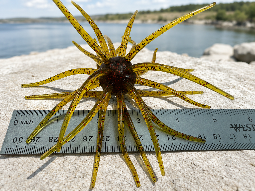 25mm TPE Urchin Style Floating Soft Bait Light Brown Red Flake Lure