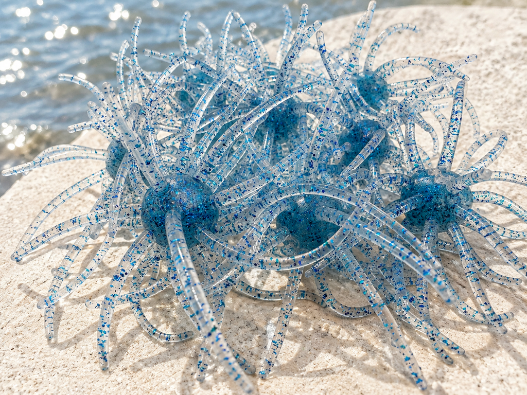25mm Urchin Caribbean Blue Sparkle Floating TPE Soft Bait Single Lure