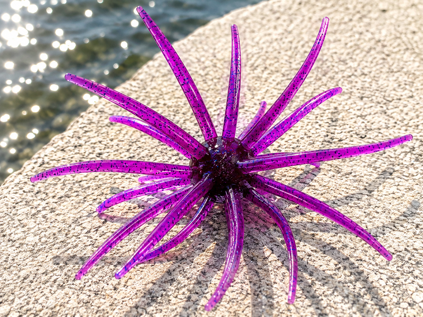 25mm Urchin Wine Blue Flake Floating TPE Soft Bait