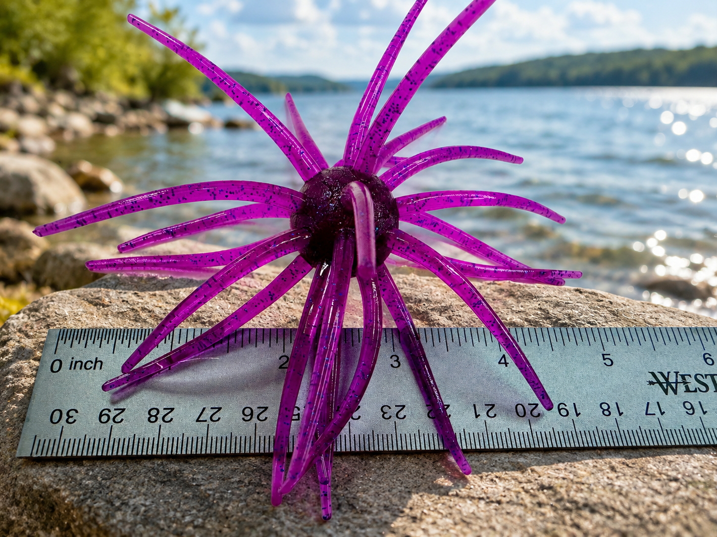 25mm Urchin Wine Blue Flake Floating TPE Soft Bait