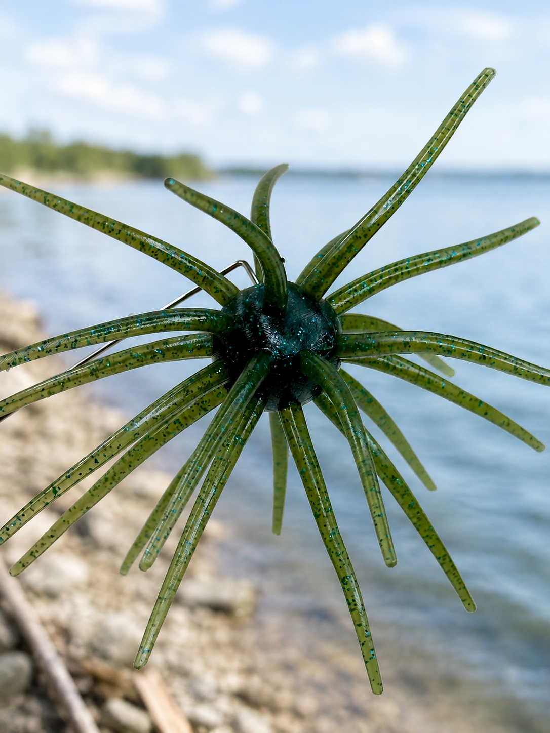 25mm Urchin Dark Moss Blue Metallic Flake Floating TPE Soft Bait