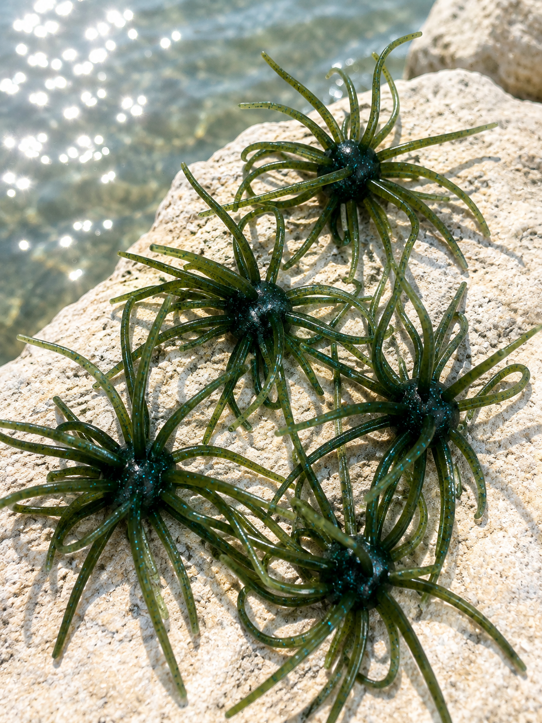 25mm Urchin Dark Moss Blue Metallic Flake Floating TPE Soft Bait