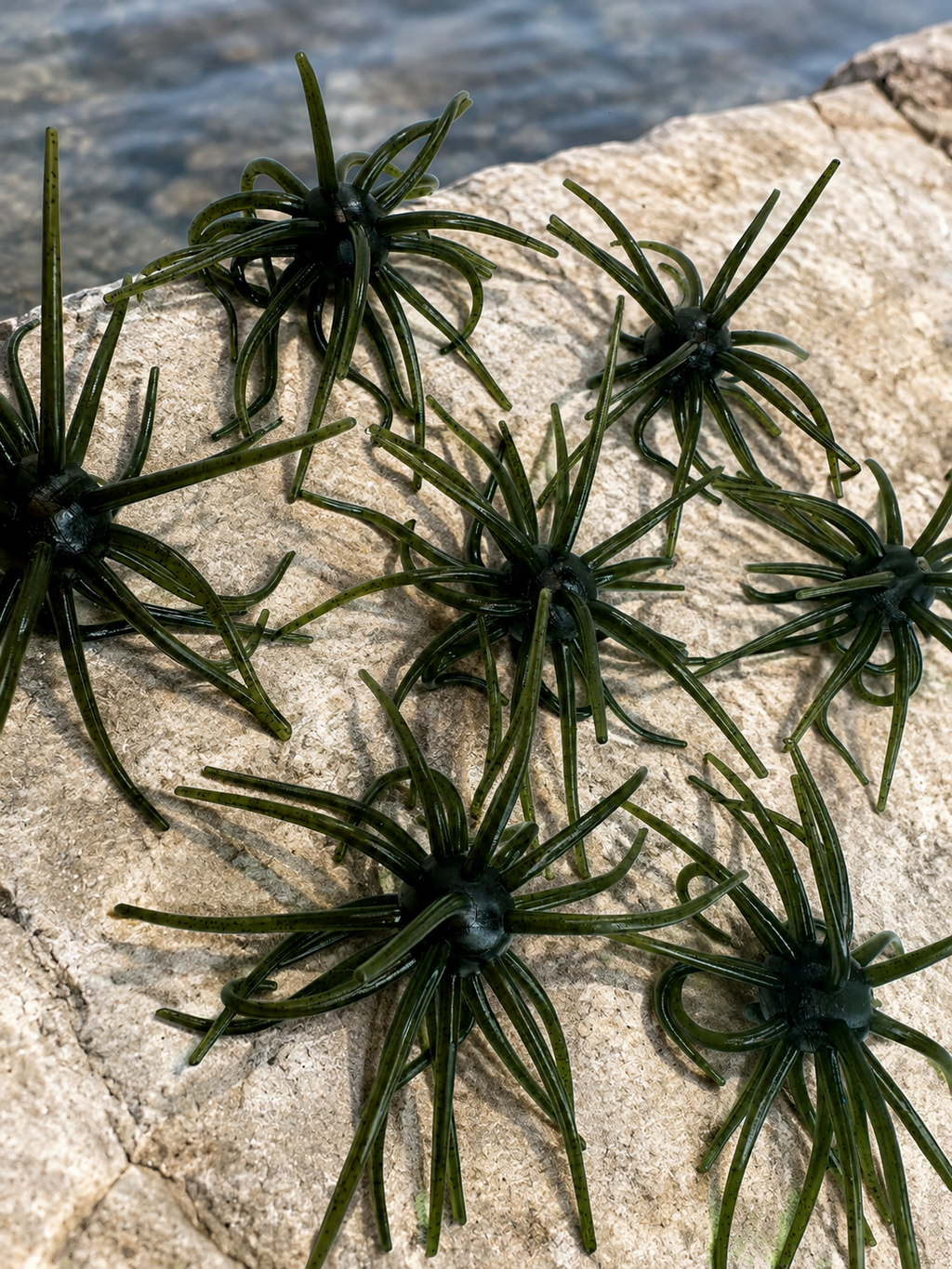25mm Urchin Dark Green Pumpkin Green Flake Floating TPE Soft Bait