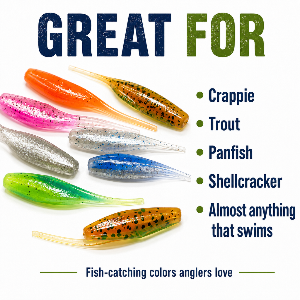 Bobby Garland Style Crappie Baits 10 Pack Pick Your Color Soft Plastic Grubs