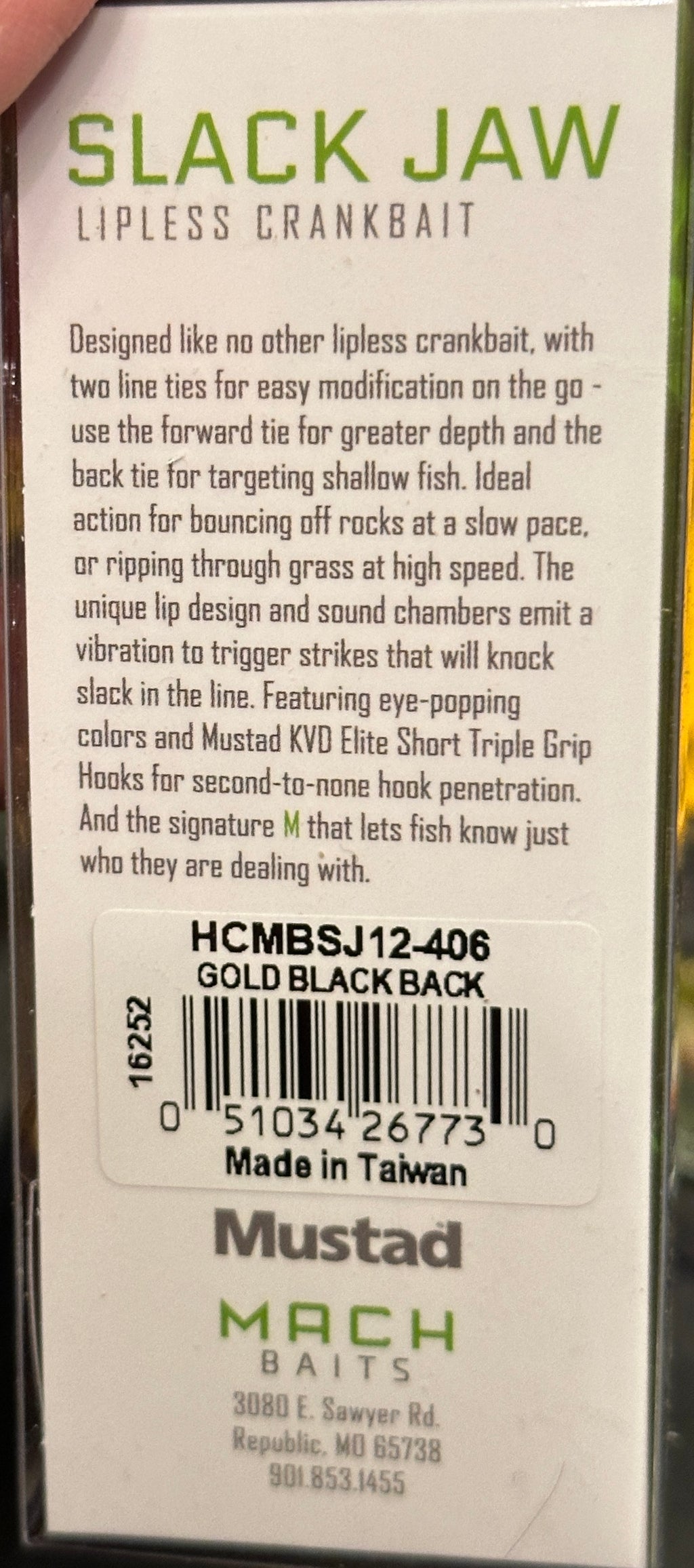 MACH BAITS SLACK JAW Lipless Crankbait 1/2 oz Spring Craw Bass Fishing Lure  - New