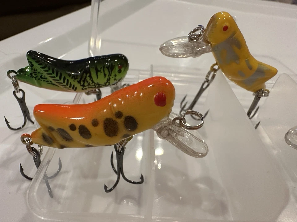 Grasshopper Fishing Lure Kit w/ Tackle Box 5pc Set Crankbait Trout Bass Crappie