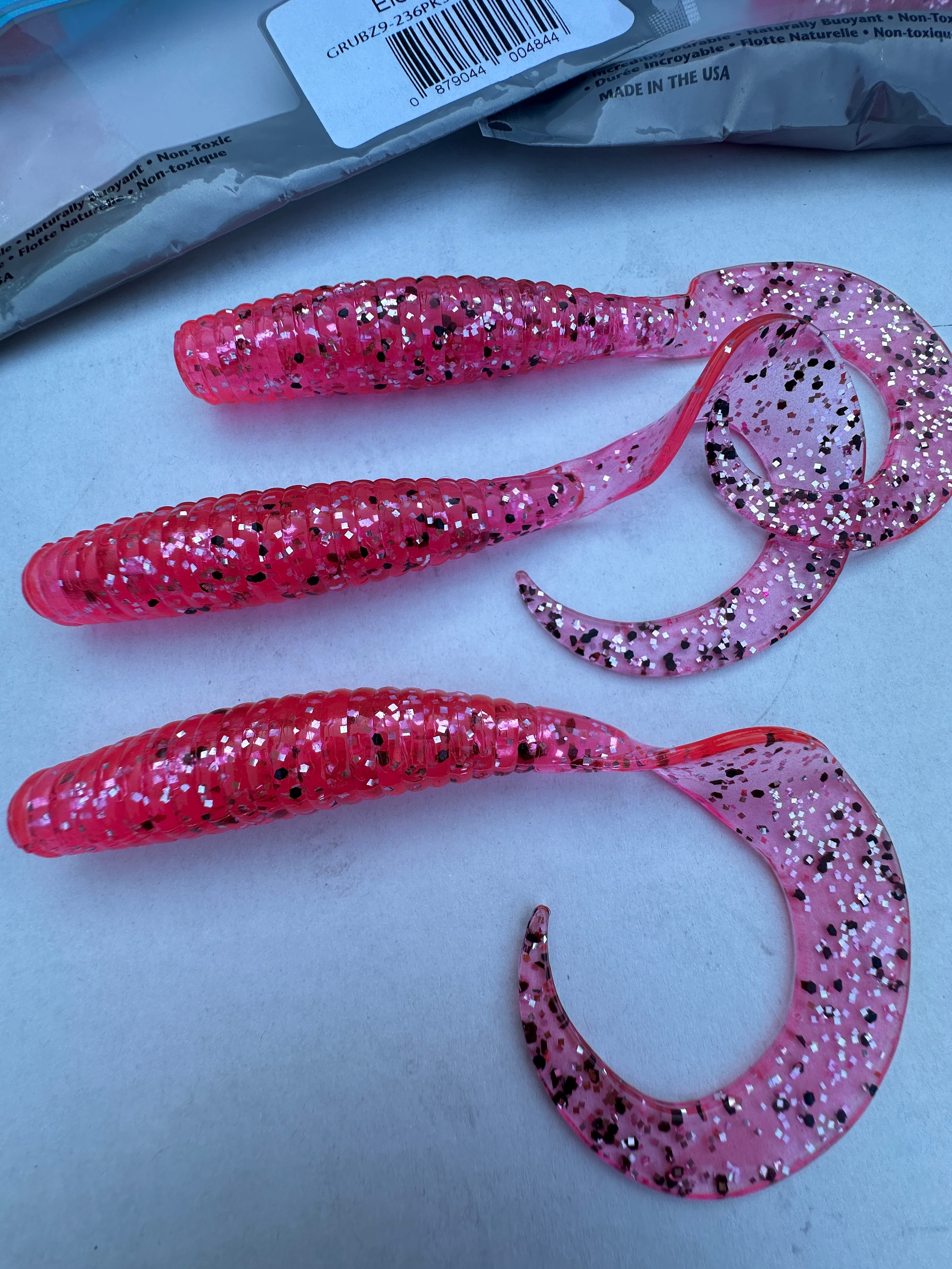Z-Man GrubZ 9" Electric Pink 3 Pack ElaZtech Soft Plastic Grub Swimbait Lure