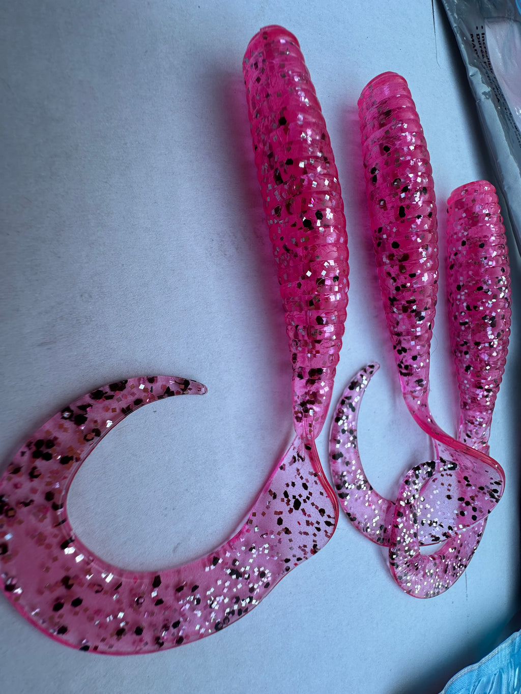 Z-Man GrubZ 9" Electric Pink 3 Pack ElaZtech Soft Plastic Grub Swimbait Lure