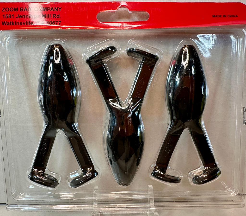 Zoom Frog Black Soft Plastic Bass Lures 3 Pack Topwater Fishing Bait