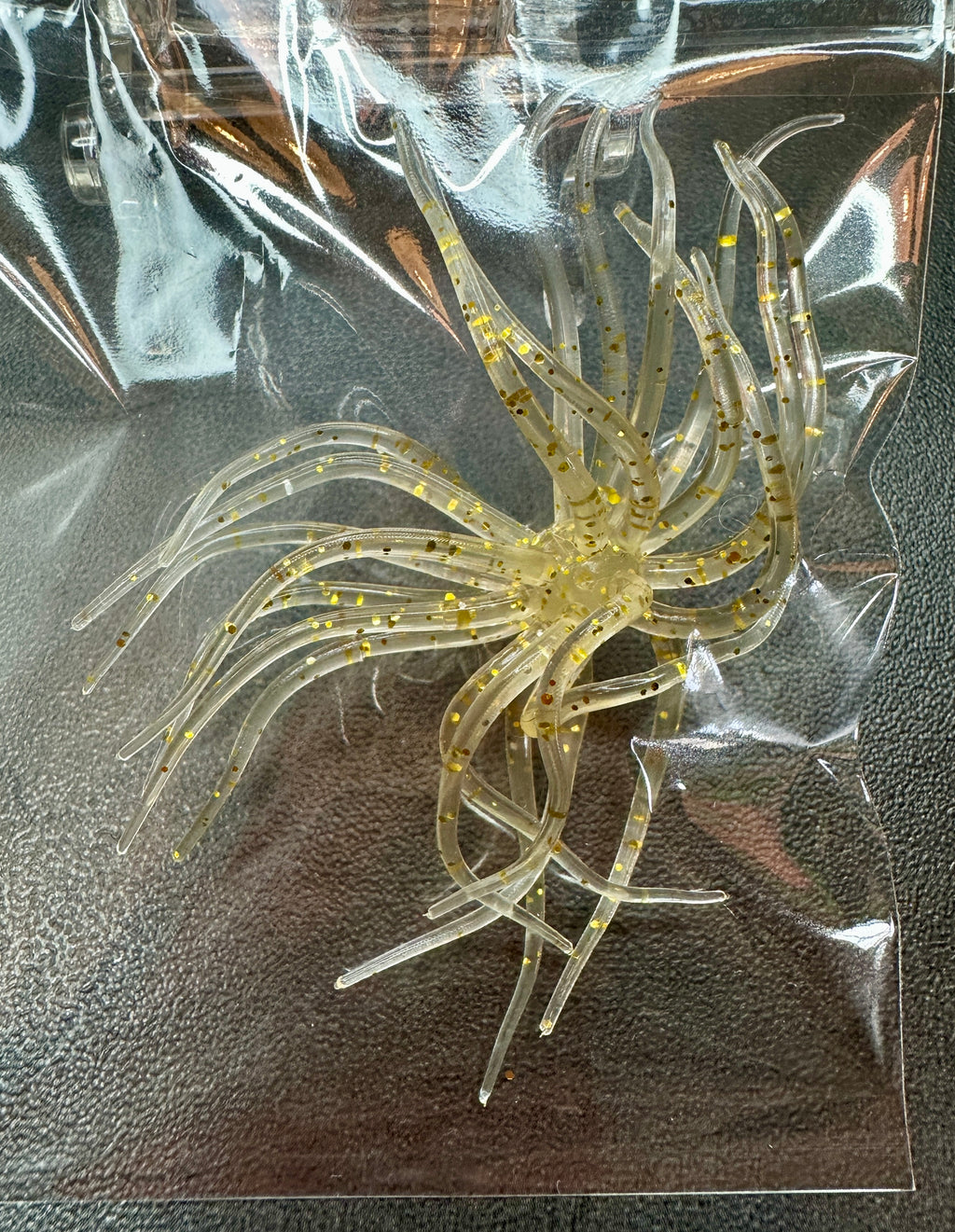 Small Urchin Soft Fishing Lure Clear w/ Gold Flakes Bass Crappie Walleye Finesse
