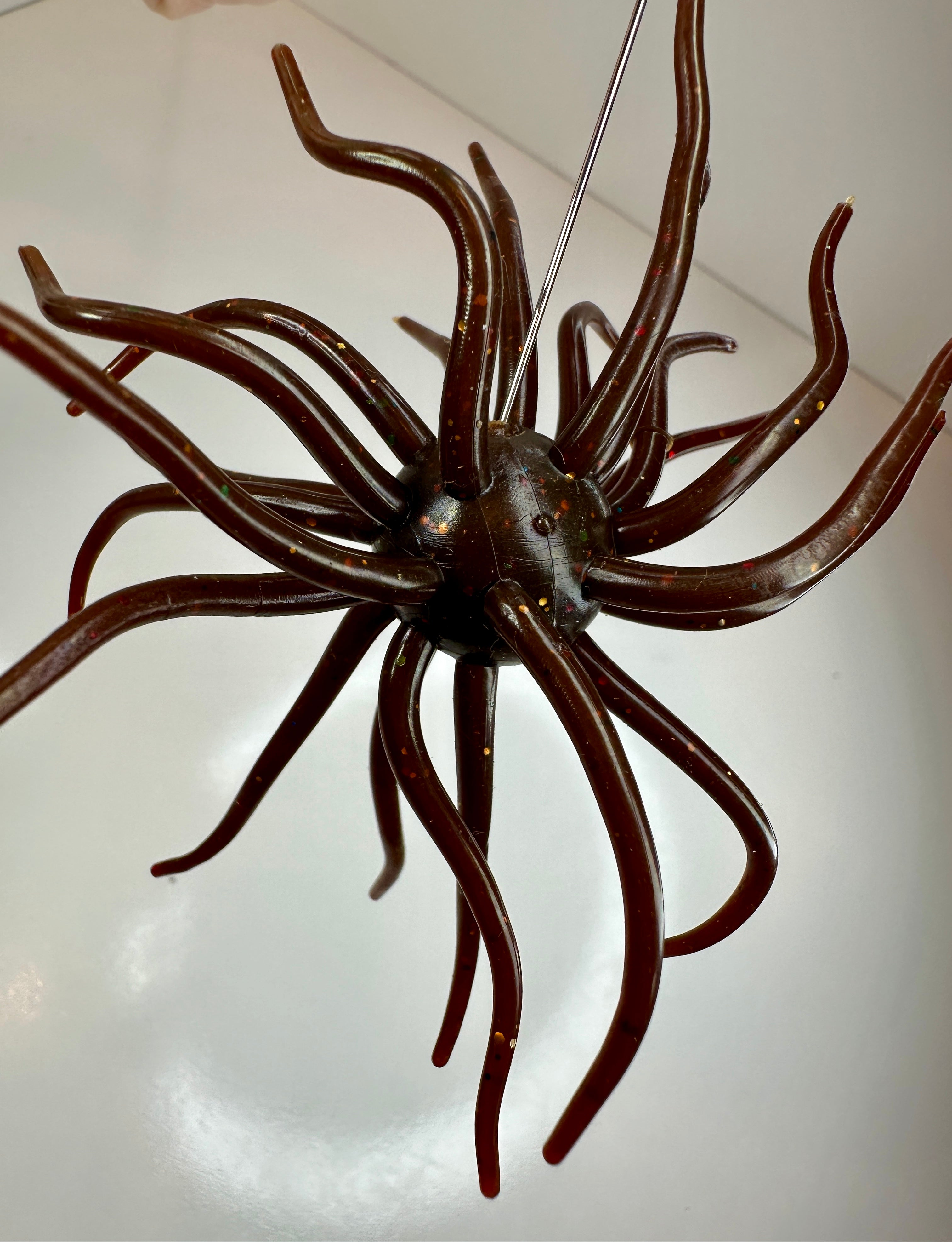 XL Urchin Soft Plastic Fishing Lure 12mm Dark Brown w/ Flake Bass Jig Trailer Creature Bait