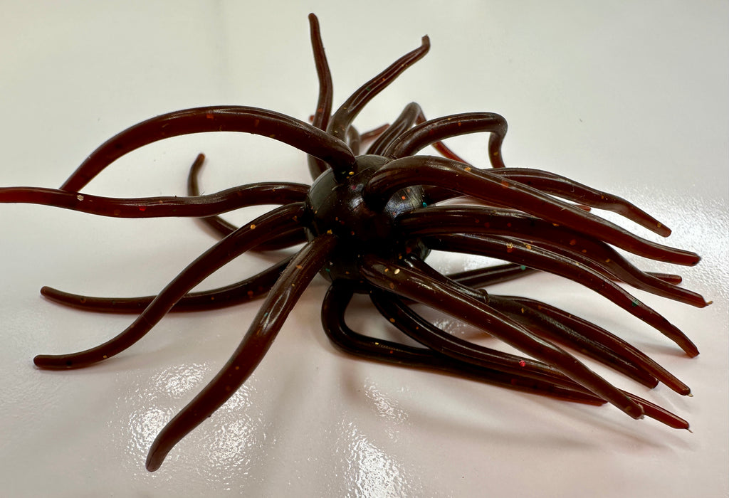 XL Urchin Soft Plastic Fishing Lure 12mm Dark Brown w/ Flake Bass Jig Trailer Creature Bait