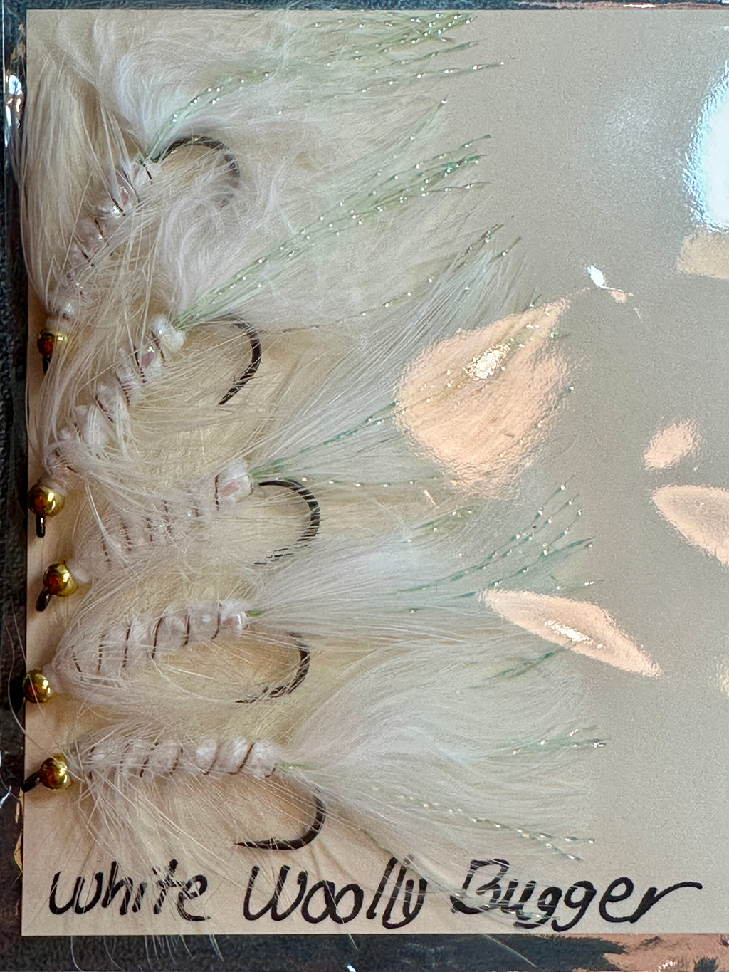 White Woolly Bugger Hand-Tied Fly Jigs Size 8 | 5 Pack Beadhead Streamer Flies
