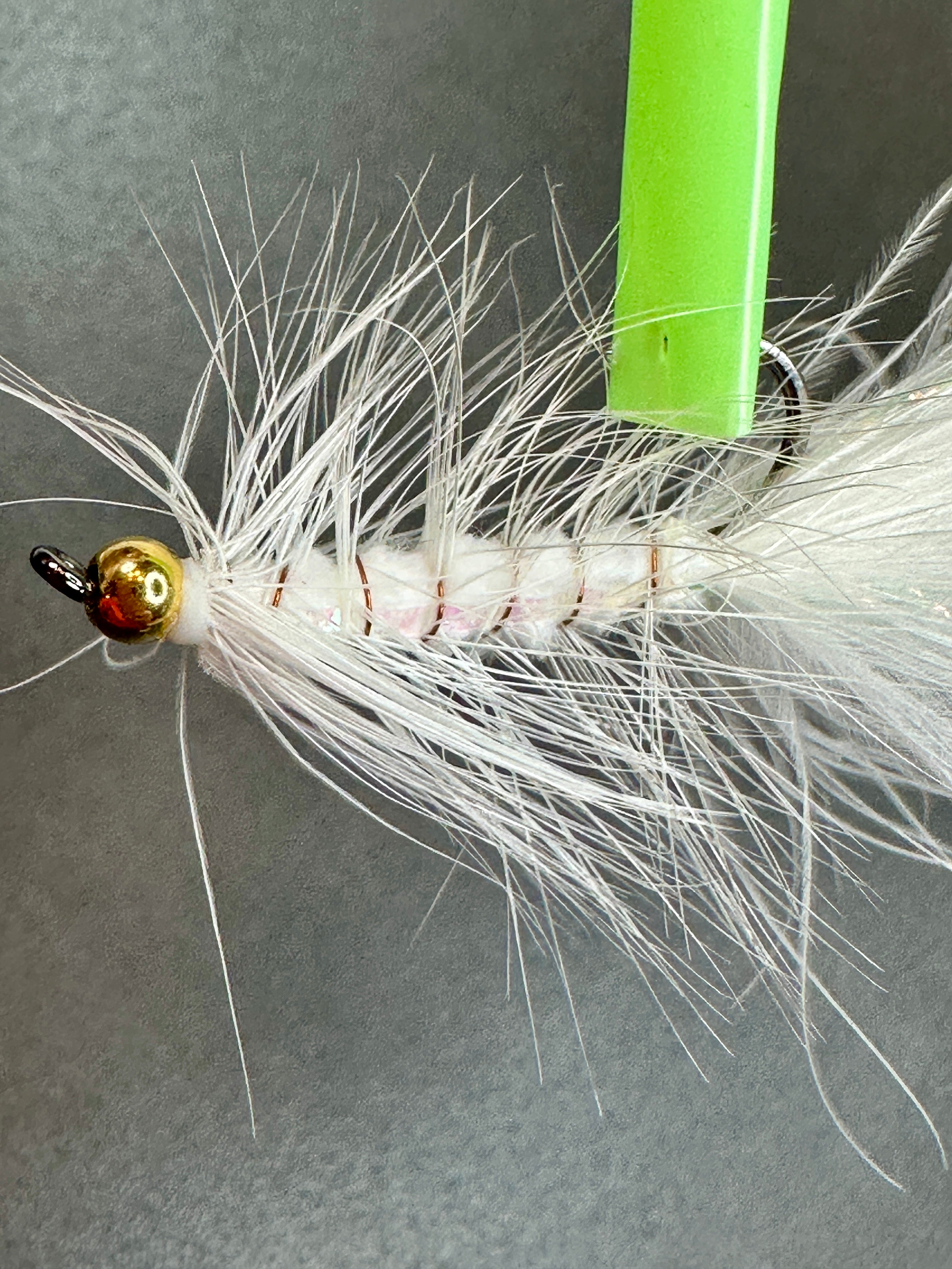 White Woolly Bugger Hand-Tied Fly Jigs Size 8 | 5 Pack Beadhead Streamer Flies