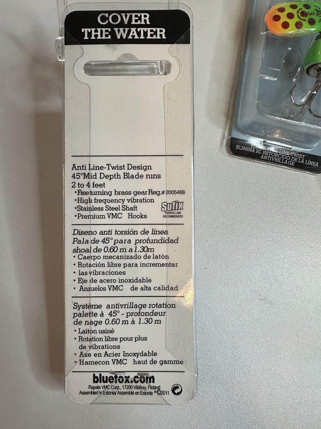 Blue Fox Vibrax #3 — package back