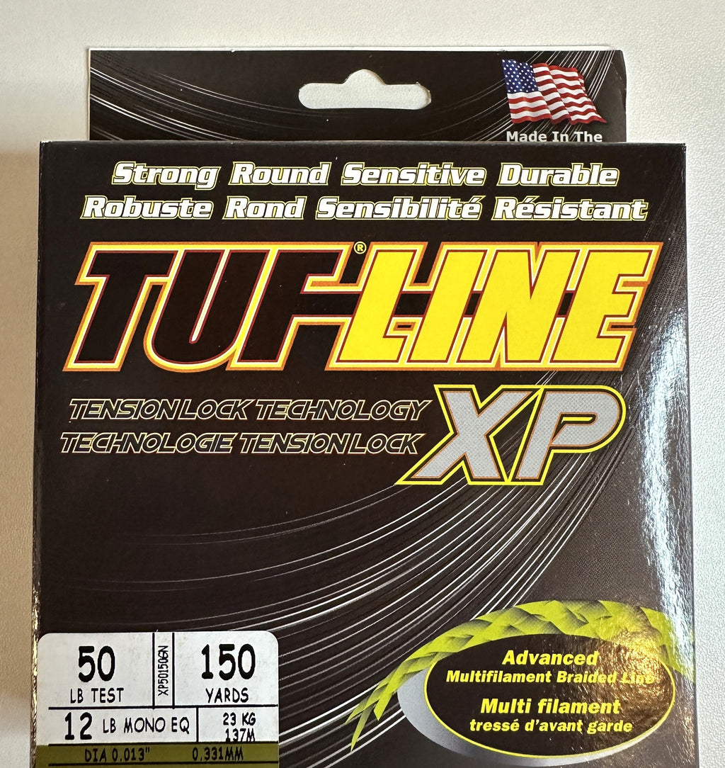 TUF-LINE XP Braided Fishing Line 50 lb Test 150 Yards Green — box front