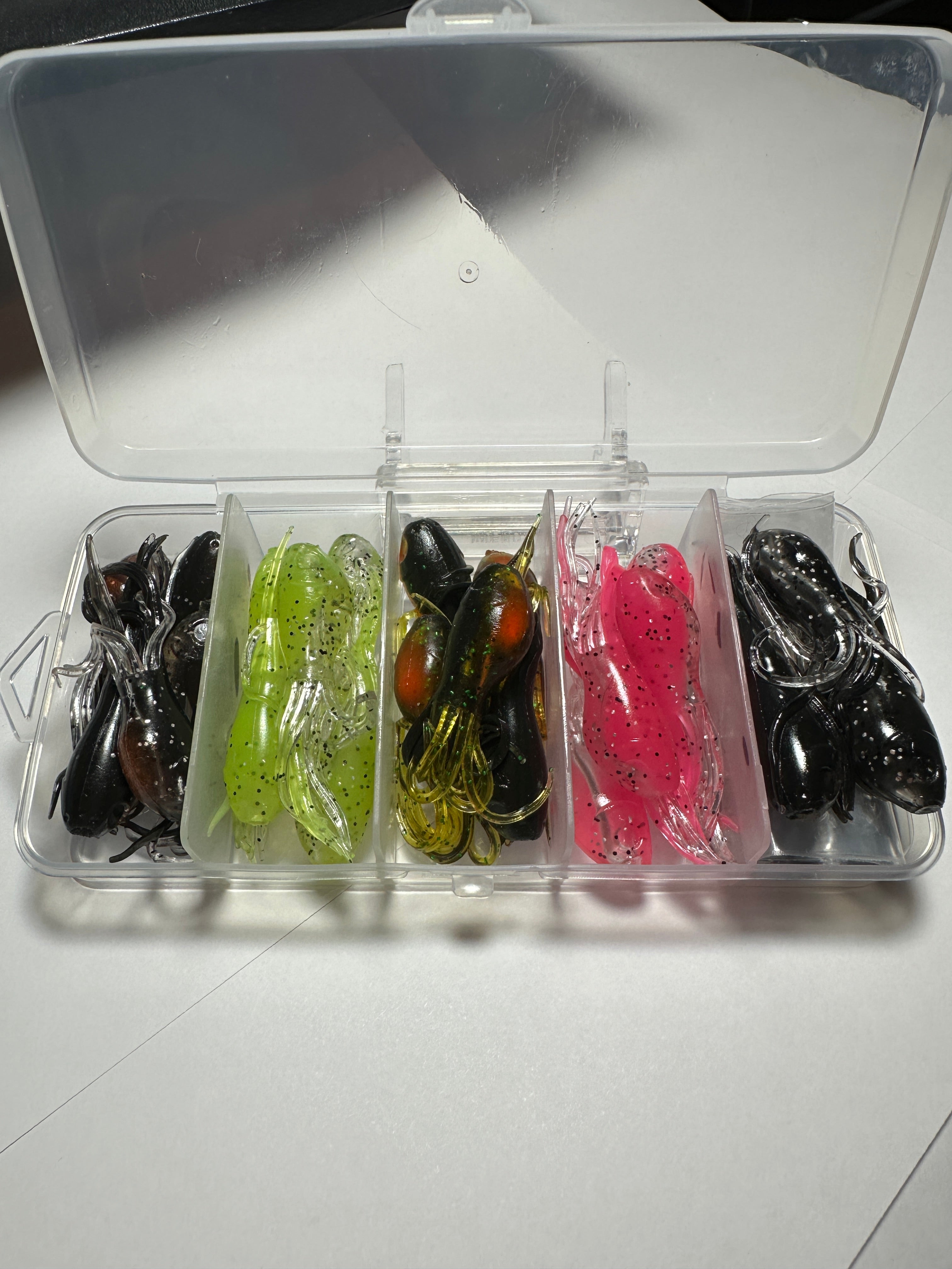 TWO-Hollow Body Topwater Frog Bass Lure Weedless Soft Frog Lure Pick Of 7 Colors