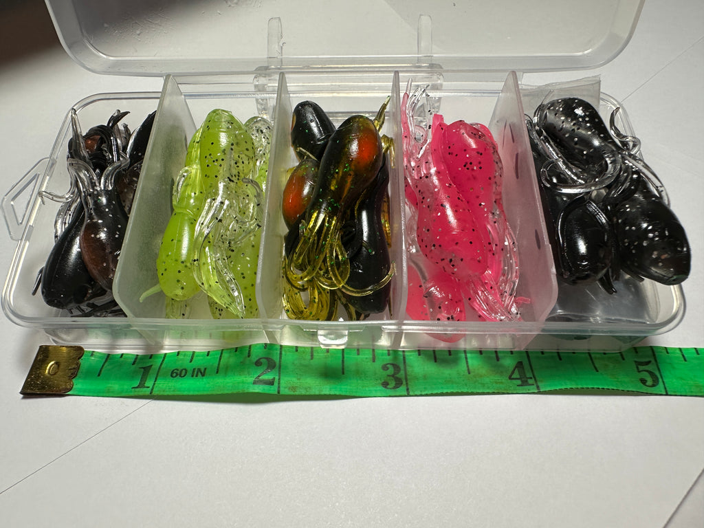 TWO-Hollow Body Topwater Frog Bass Lure Weedless Soft Frog Lure Pick Of 7 Colors