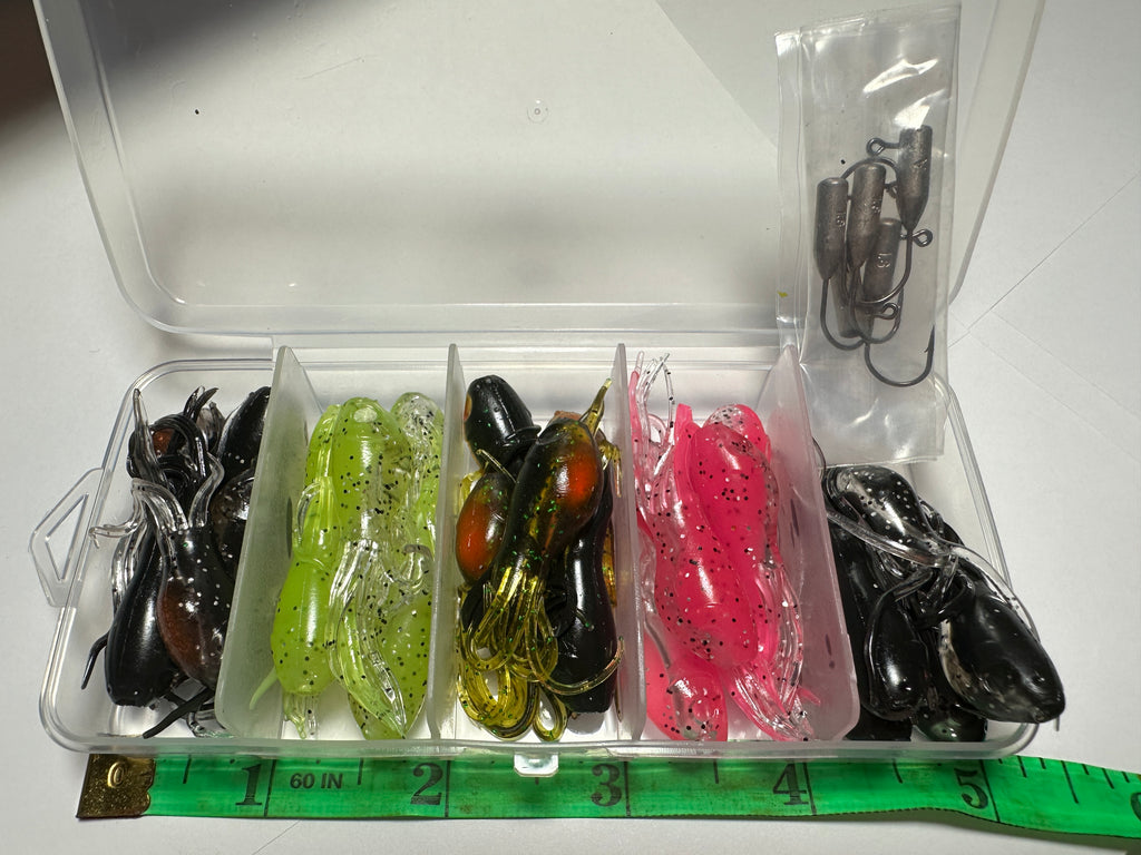 TWO-Hollow Body Topwater Frog Bass Lure Weedless Soft Frog Lure Pick Of 7 Colors