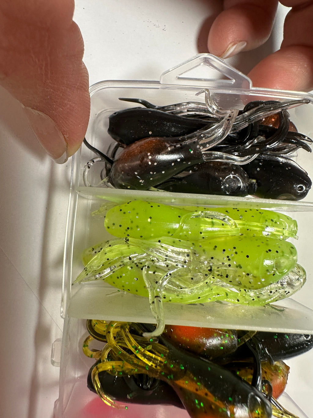 TWO-Hollow Body Topwater Frog Bass Lure Weedless Soft Frog Lure Pick Of 7 Colors