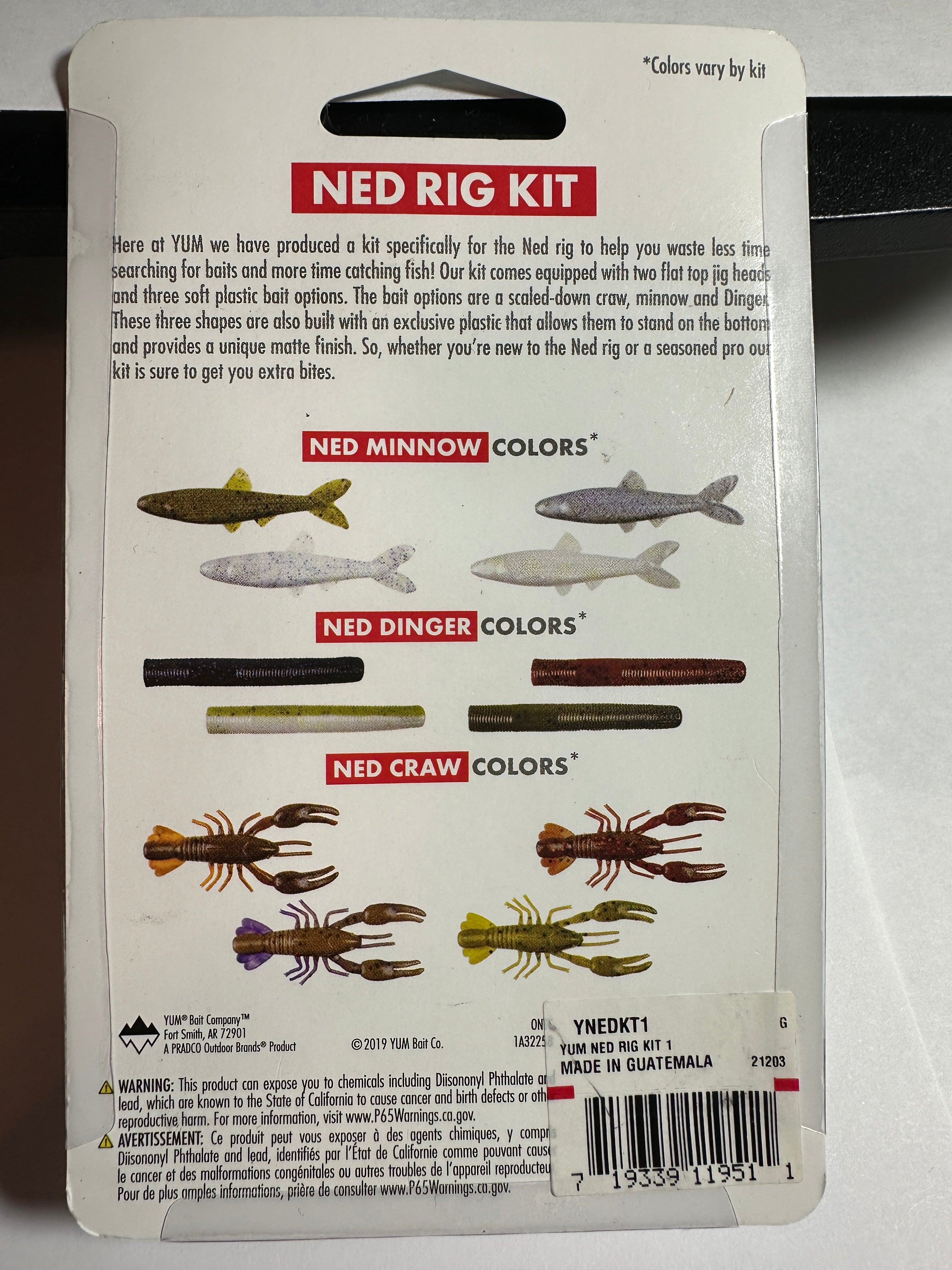 YUM Ned Rig Kit PB&J Bass Fishing Lure Kit 17pc Soft Plastic Finesse Set (PB&J)