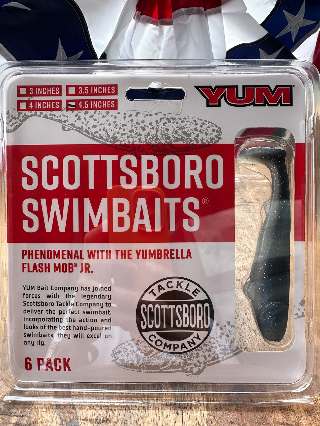 YUM Scottsboro Swimbaits 4.5" Black BK Shad 6 Pack Paddle Tail Bass Lures