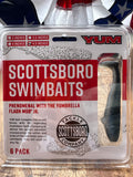 YUM Scottsboro Swimbaits 4.5" Black BK Shad 6 Pack Paddle Tail Bass Lures