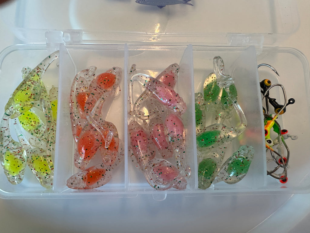 The Outdoor Shack’s 36 Piece Crappie Killer Glow Grub Kit w/ Tackle Box